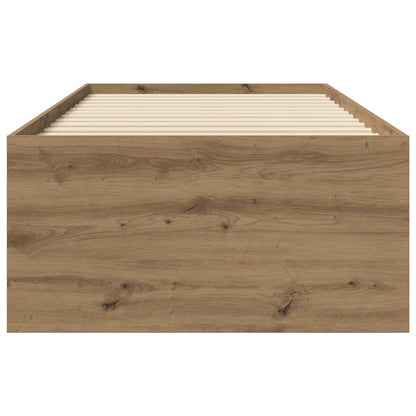 Bedframe met opslag Artisanaal eiken 80 x 200 cm Bewerkt hout