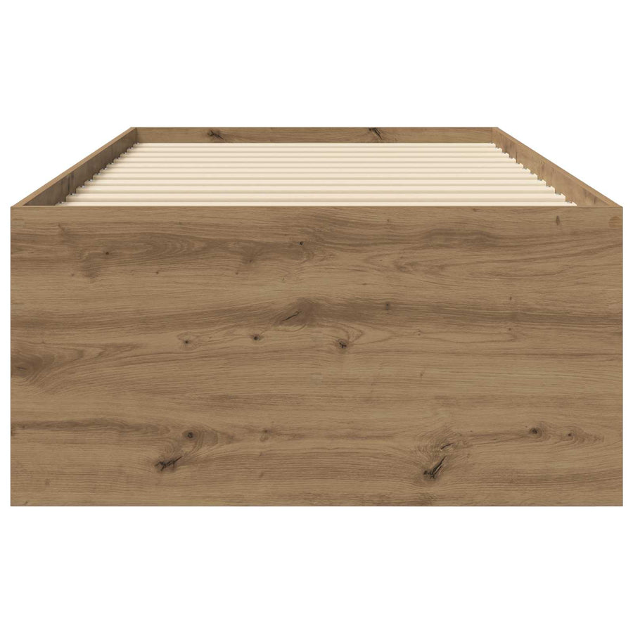 Bedframe met opslag Artisanaal eiken 80 x 200 cm Bewerkt hout