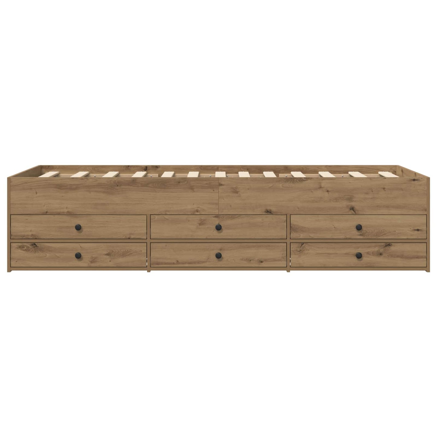 Bedframe met opslag Artisanaal eiken 80 x 200 cm Bewerkt hout