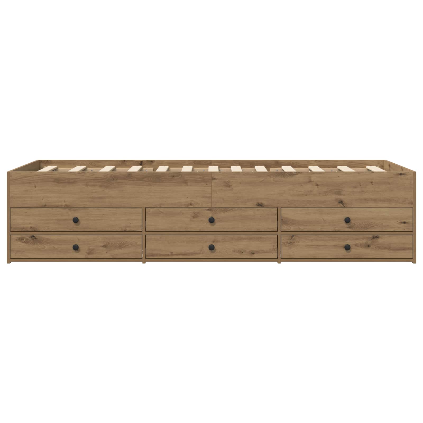 Bedframe met opslag Artisanaal eiken 80 x 200 cm Bewerkt hout