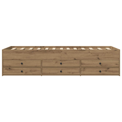 Bedframe met opslag Artisanaal eiken 80 x 200 cm Bewerkt hout