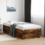 Bedframe 80x200 cm gerookt eiken bewerkt hout