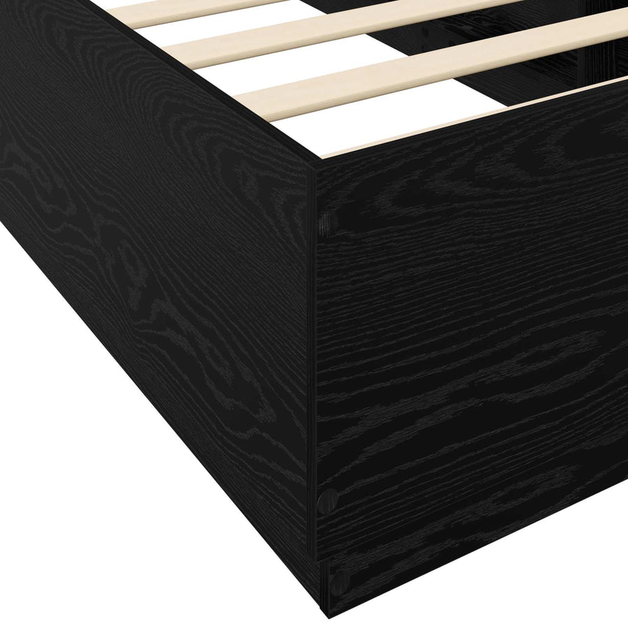 Bedframe Zwart eiken 80 x 200 cm Bewerkt hout
