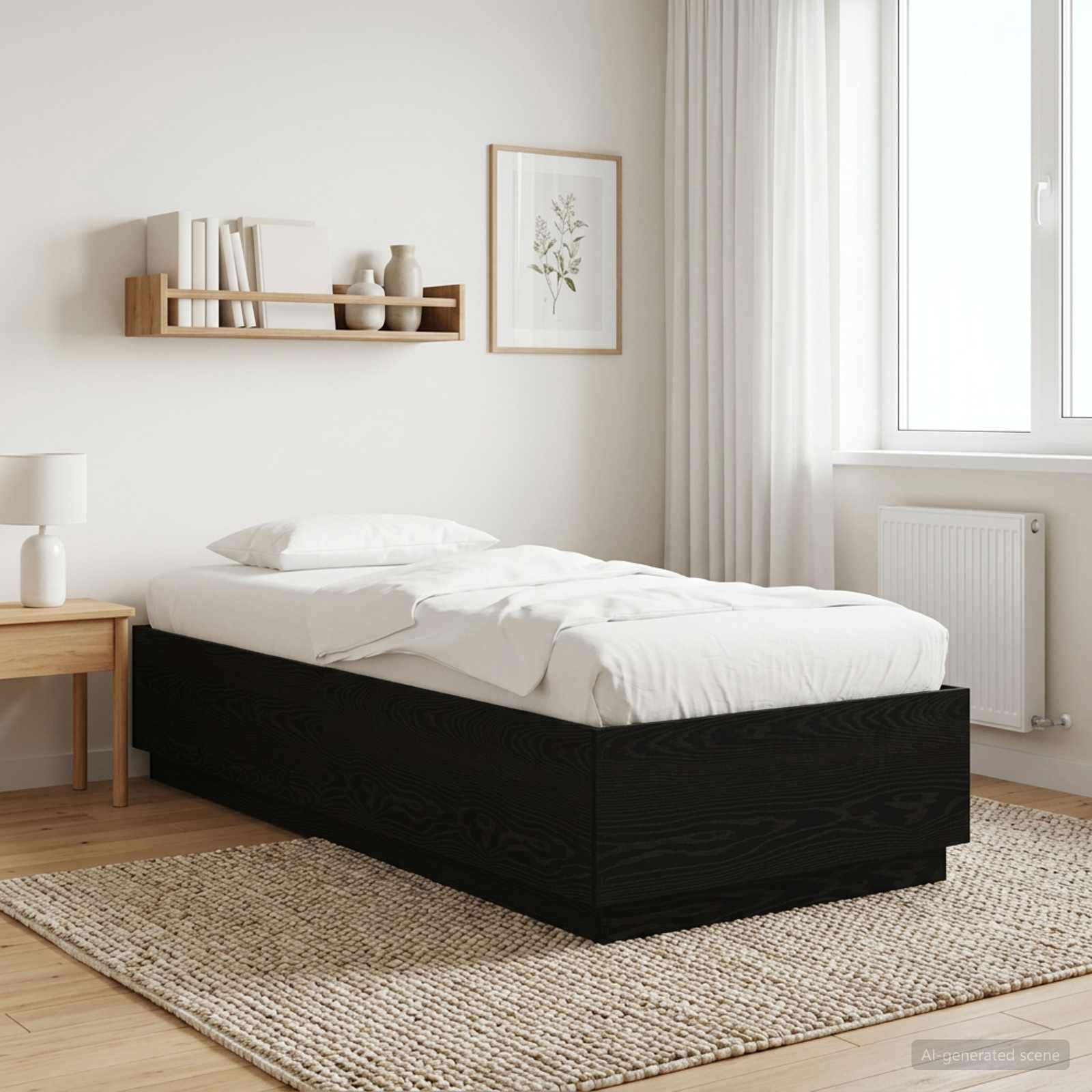 Bedframe Zwart eiken 80 x 200 cm Bewerkt hout
