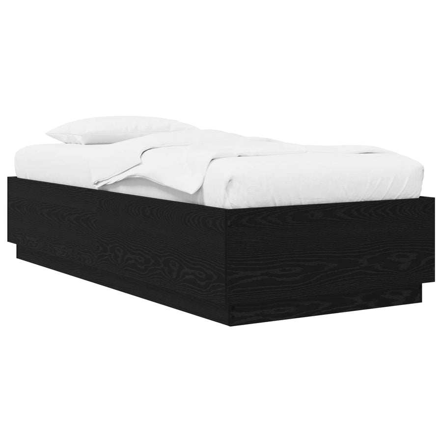 Bedframe Zwart eiken 80 x 200 cm Bewerkt hout