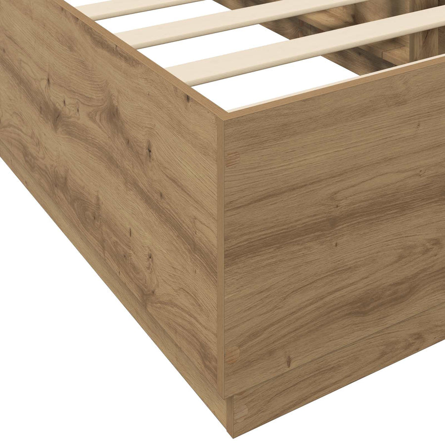 Bedframe Artisanaal eiken 80 x 200 cm Bewerkt hout