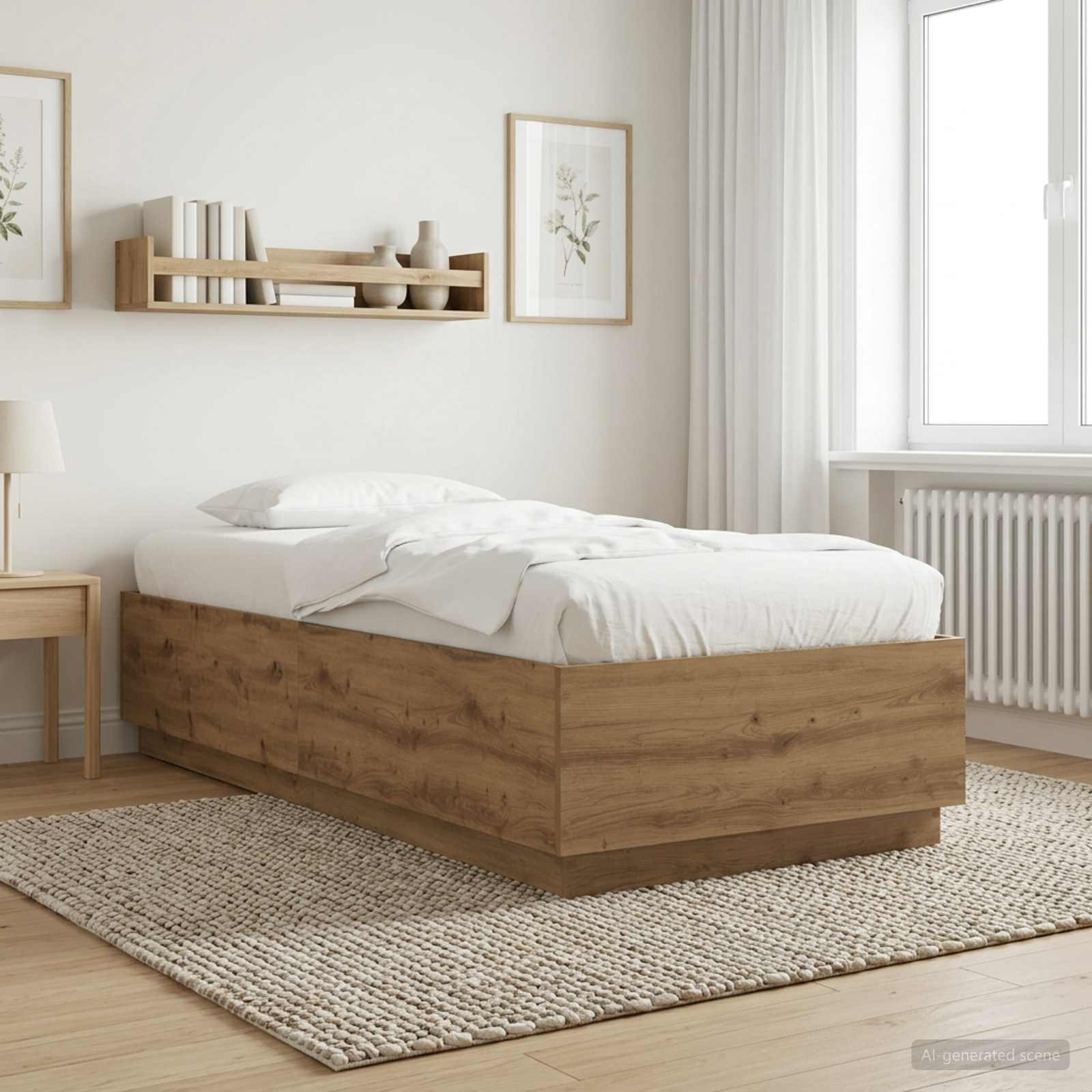 Bedframe Artisanaal eiken 80 x 200 cm Bewerkt hout