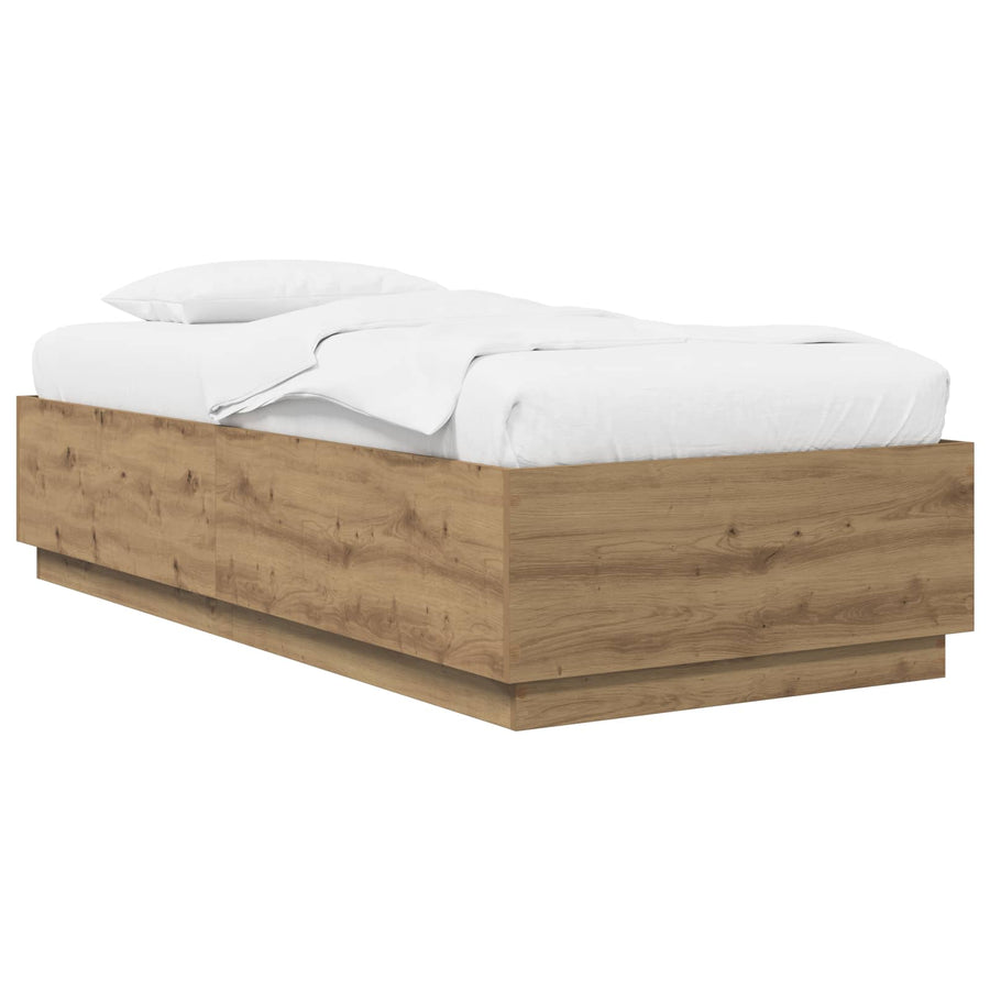 Bedframe Artisanaal eiken 80 x 200 cm Bewerkt hout
