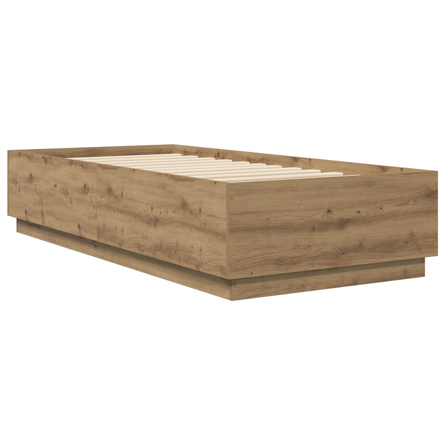 Bedframe Artisanaal eiken 80 x 200 cm Bewerkt hout