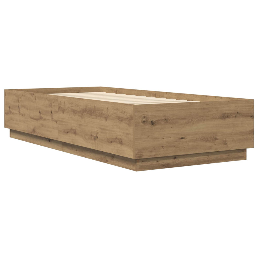 Bedframe Artisanaal eiken 80 x 200 cm Bewerkt hout