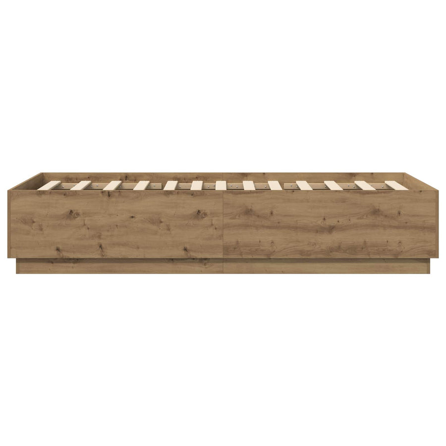 Bedframe Artisanaal eiken 80 x 200 cm Bewerkt hout