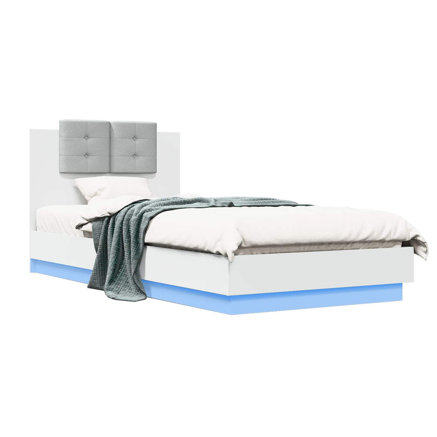 Bedframe met Hoofdeinde Wit Bewerkt hout