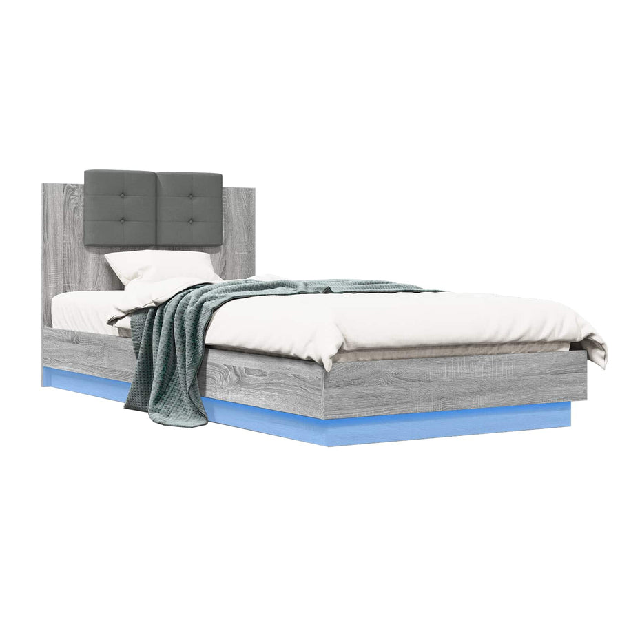 Bedframe met Hoofdeinde Grijs Sonoma Bewerkt hout