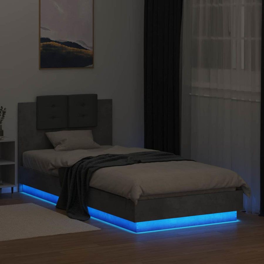 Bedframe met Hoofdeinde Betongrijs Bewerkt hout