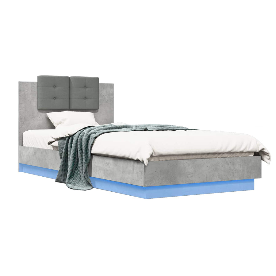 Bedframe met Hoofdeinde Betongrijs Bewerkt hout