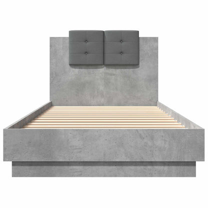 Bedframe met Hoofdeinde Betongrijs Bewerkt hout