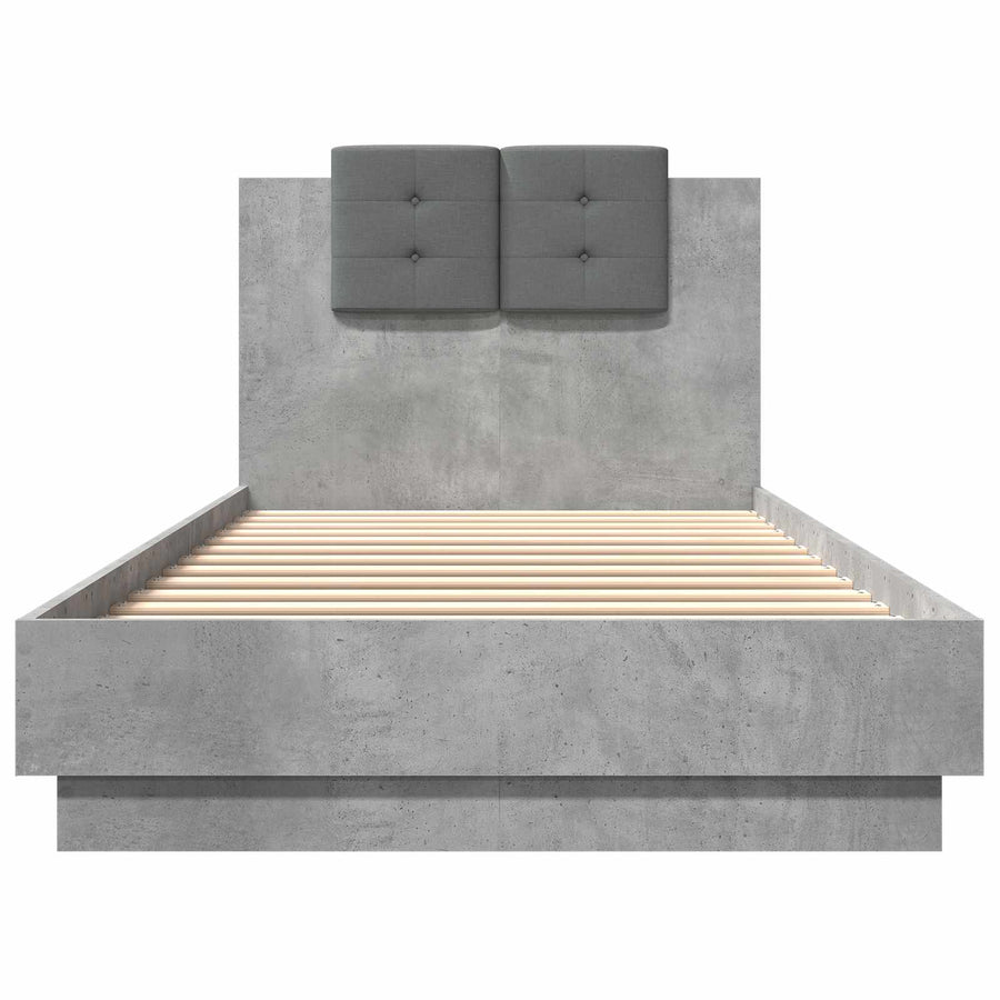 Bedframe met Hoofdeinde Betongrijs Bewerkt hout