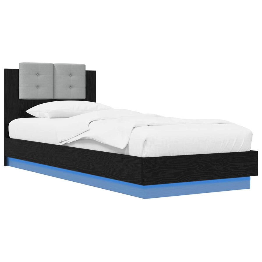 Bedframe met Hoofdeinde Zwart eiken Bewerkt hout