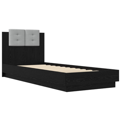 Bedframe met Hoofdeinde Zwart eiken Bewerkt hout