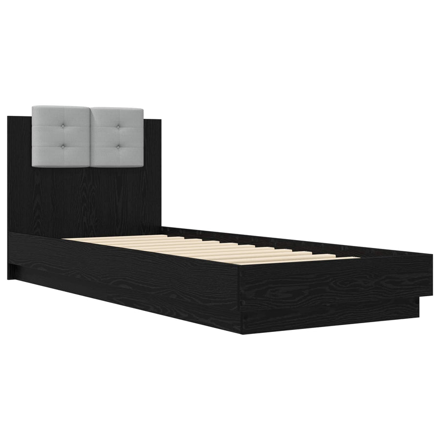 Bedframe met Hoofdeinde Zwart eiken Bewerkt hout