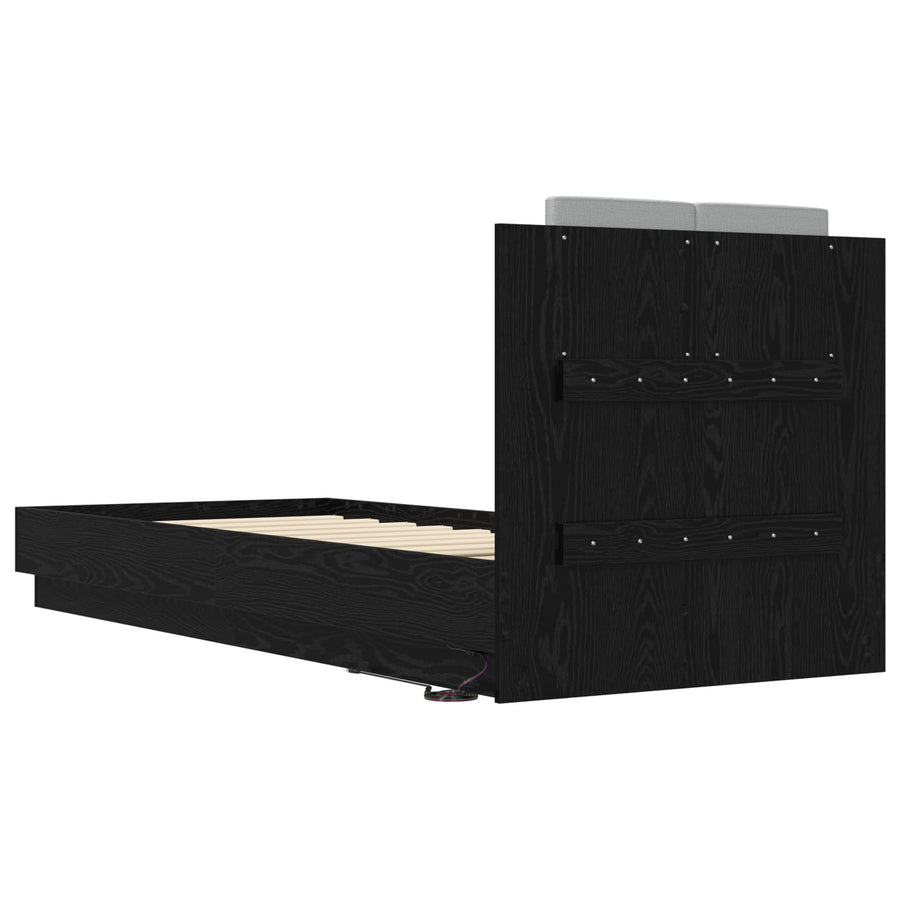 Bedframe met Hoofdeinde Zwart eiken Bewerkt hout