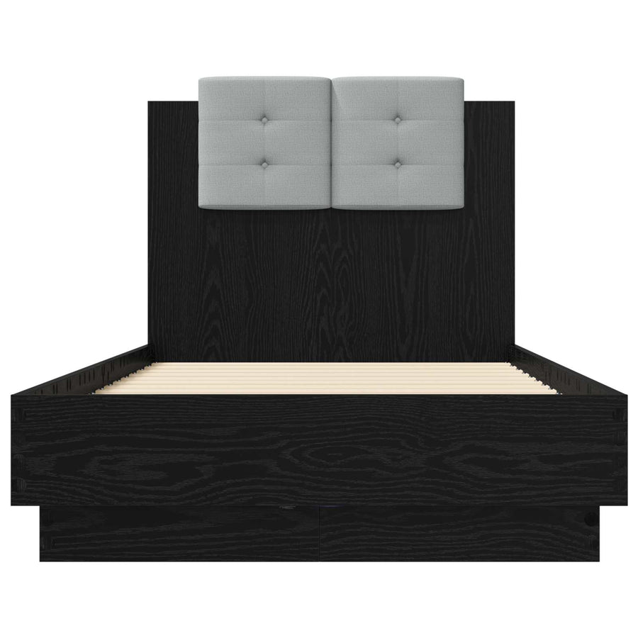 Bedframe met Hoofdeinde Zwart eiken Bewerkt hout