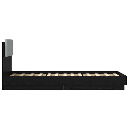 Bedframe met Hoofdeinde Zwart eiken Bewerkt hout