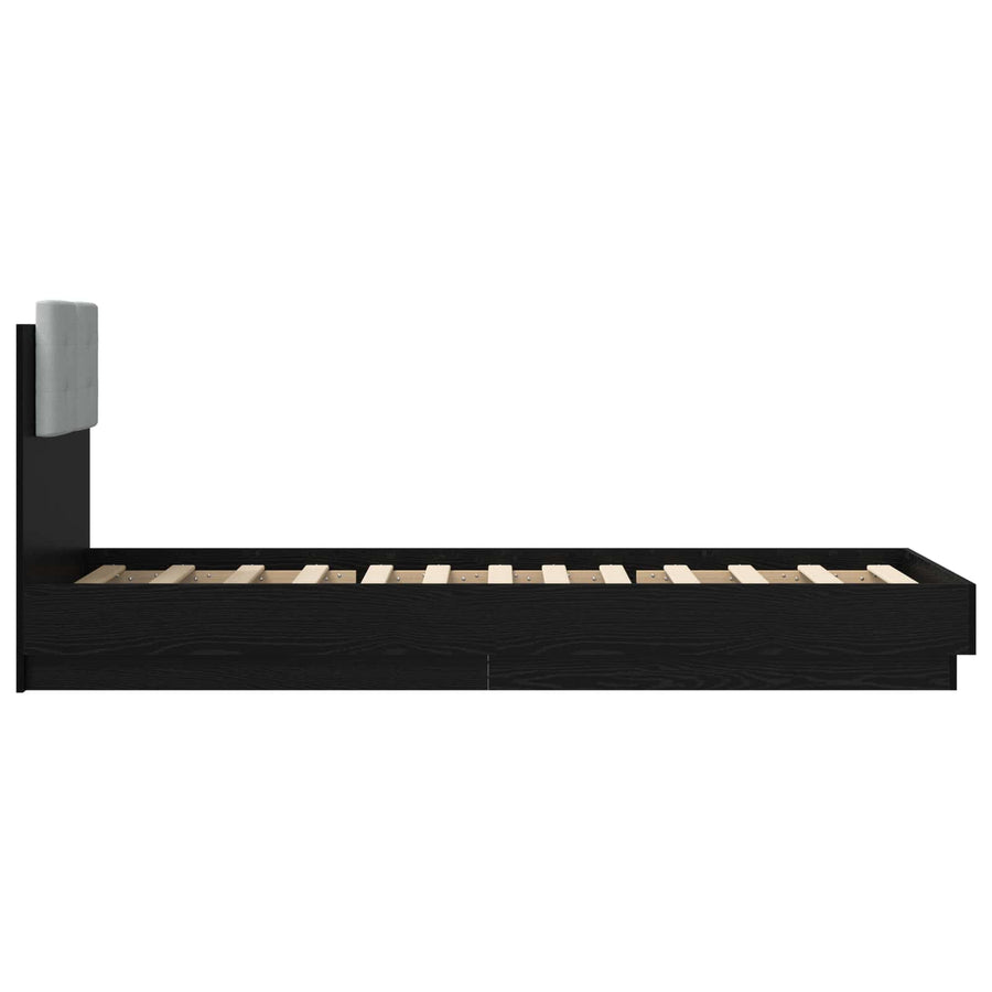 Bedframe met Hoofdeinde Zwart eiken Bewerkt hout