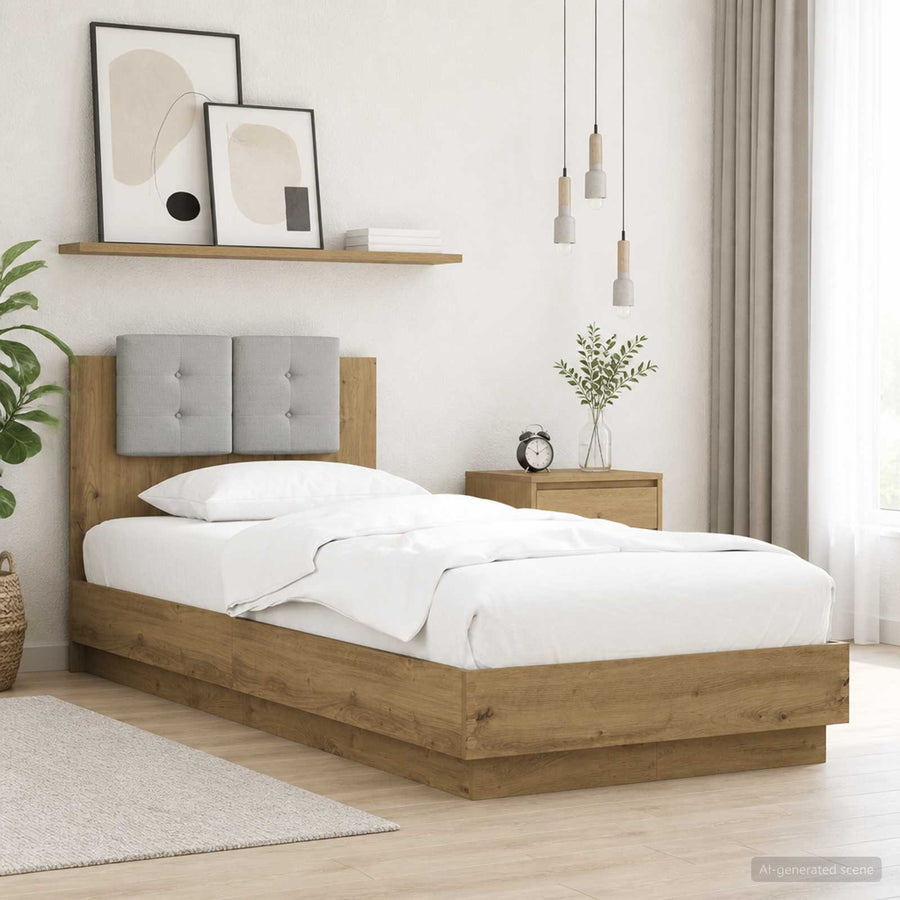 Bedframe met Hoofdeinde Artisanaal eiken Bewerkt hout