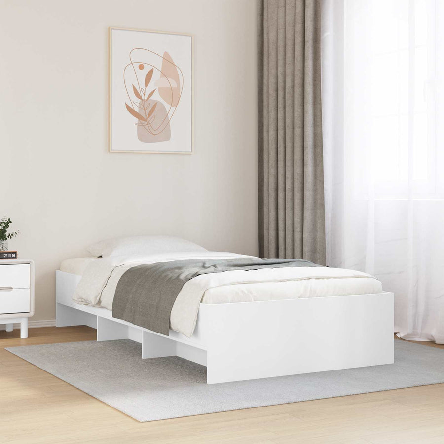 Bedframe met plank met opslag Wit 80 x 200 cm Bewerkt hout