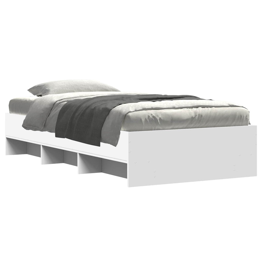 Bedframe met plank met opslag Wit 80 x 200 cm Bewerkt hout