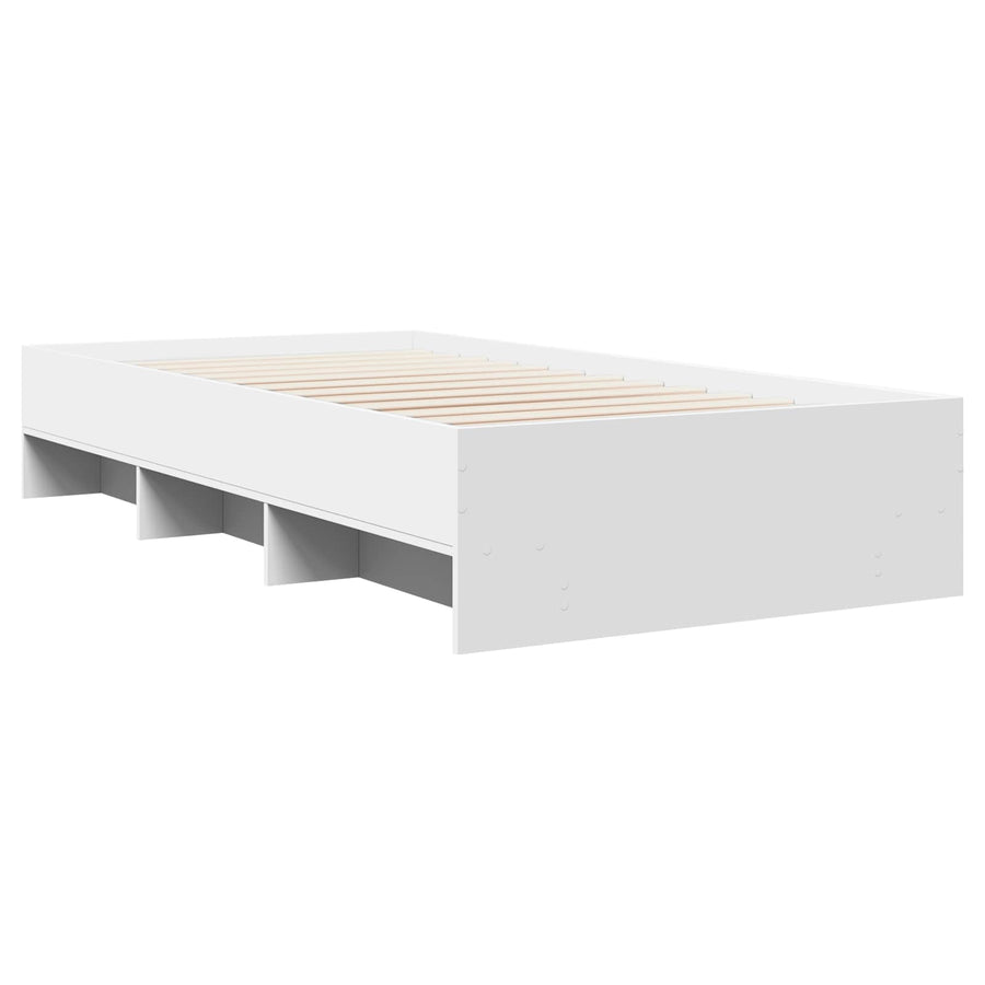 Bedframe met plank met opslag Wit 80 x 200 cm Bewerkt hout