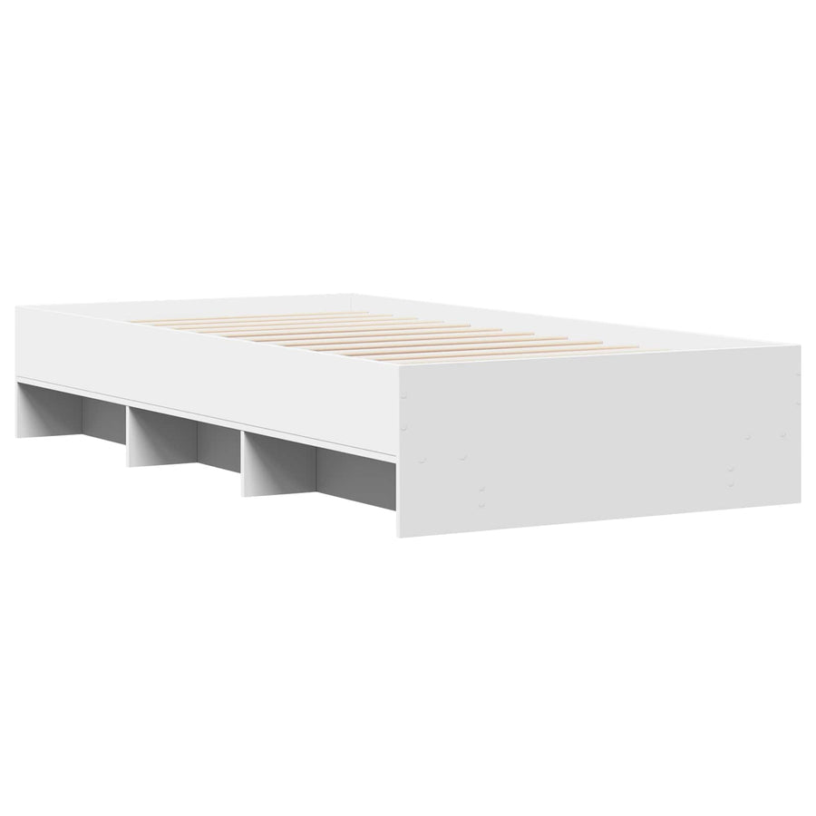 Bedframe met plank met opslag Wit 80 x 200 cm Bewerkt hout
