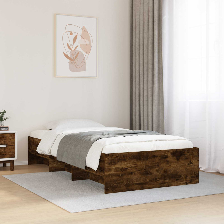 Bedframe met plank Gerookt eiken 80 x 200 cm Bewerkt hout