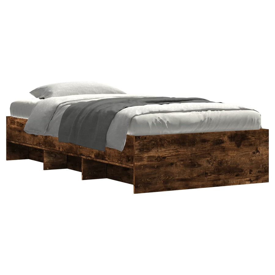 Bedframe met plank Gerookt eiken 80 x 200 cm Bewerkt hout