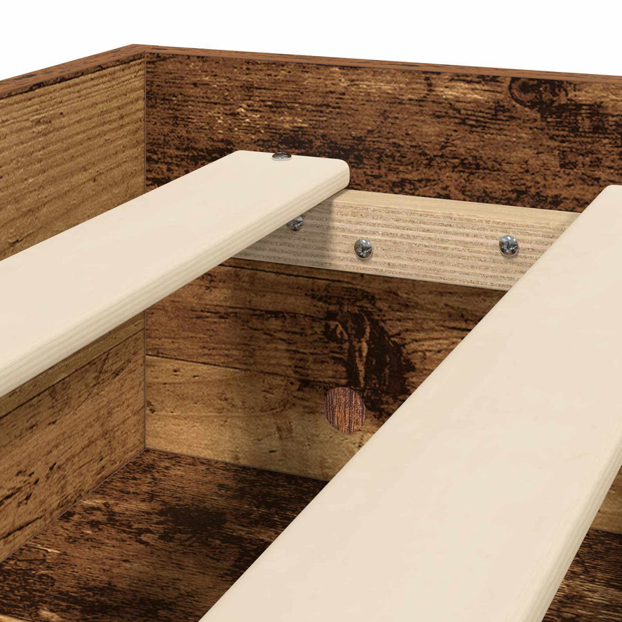 Bedframe met plank met opslag Oud hout 80 x 200 cm Bewerkt hout