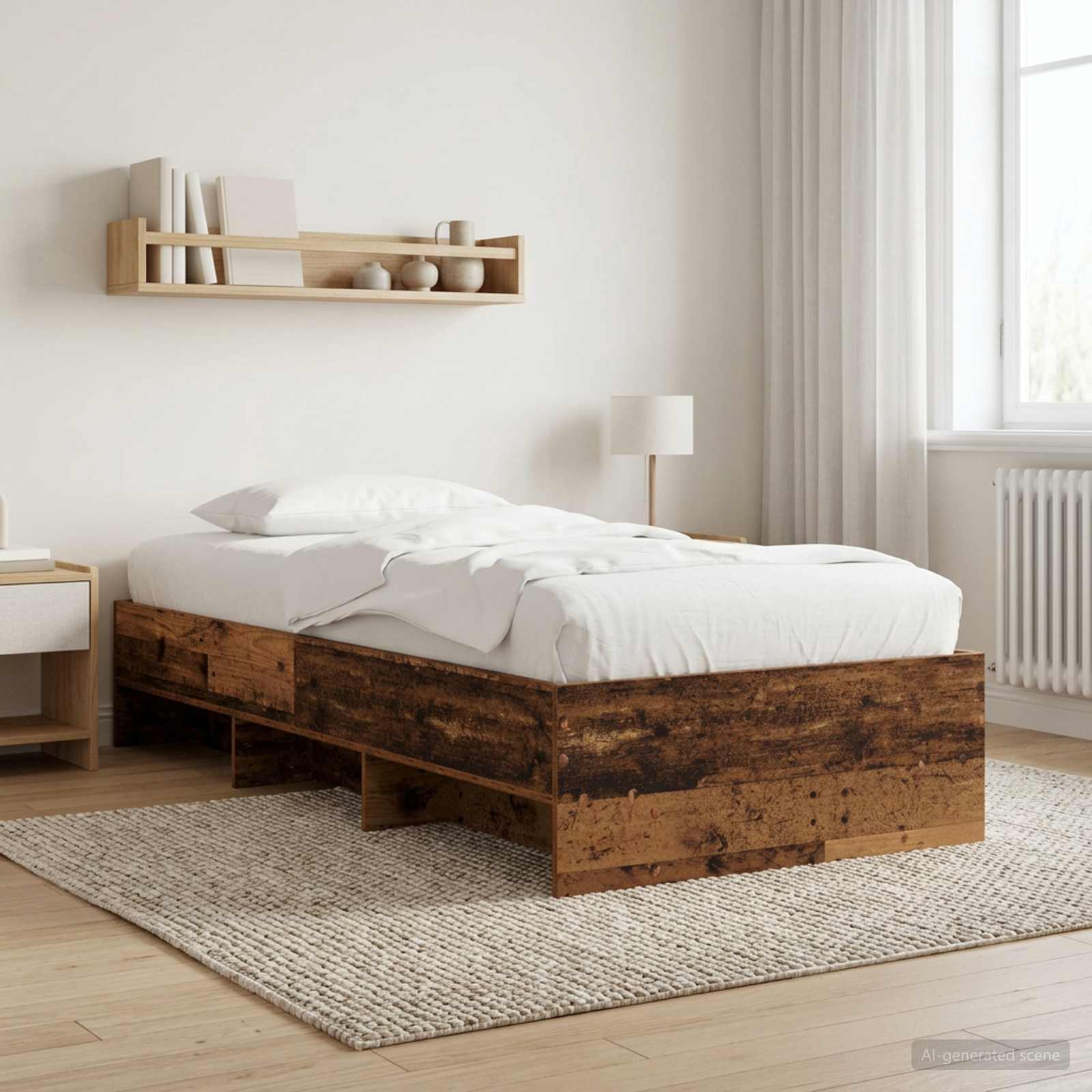 Bedframe met plank met opslag Oud hout 80 x 200 cm Bewerkt hout