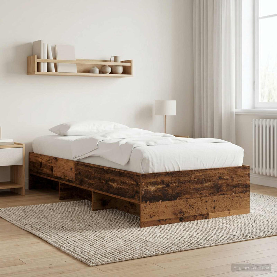 Bedframe met plank met opslag Oud hout 80 x 200 cm Bewerkt hout