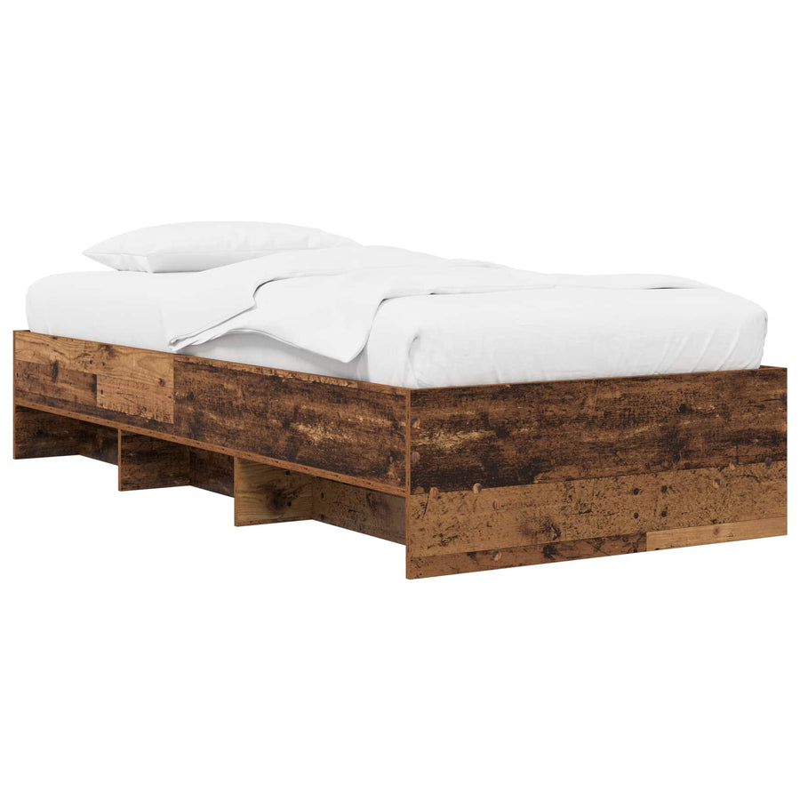Bedframe met plank met opslag Oud hout 80 x 200 cm Bewerkt hout