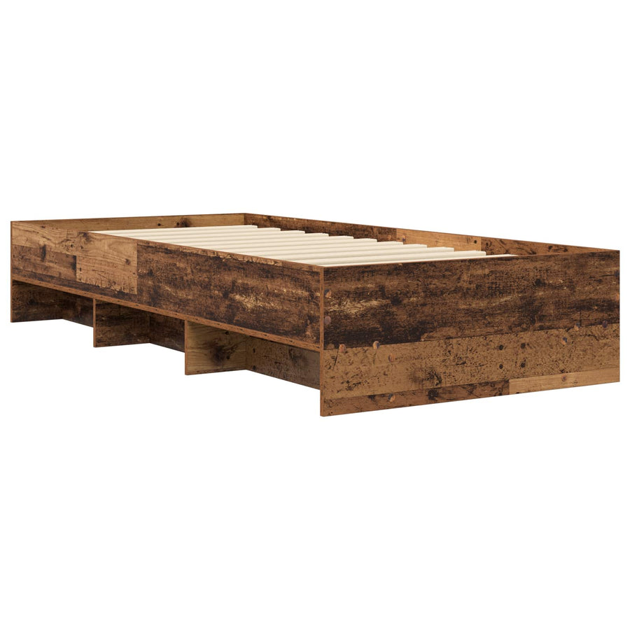 Bedframe met plank met opslag Oud hout 80 x 200 cm Bewerkt hout