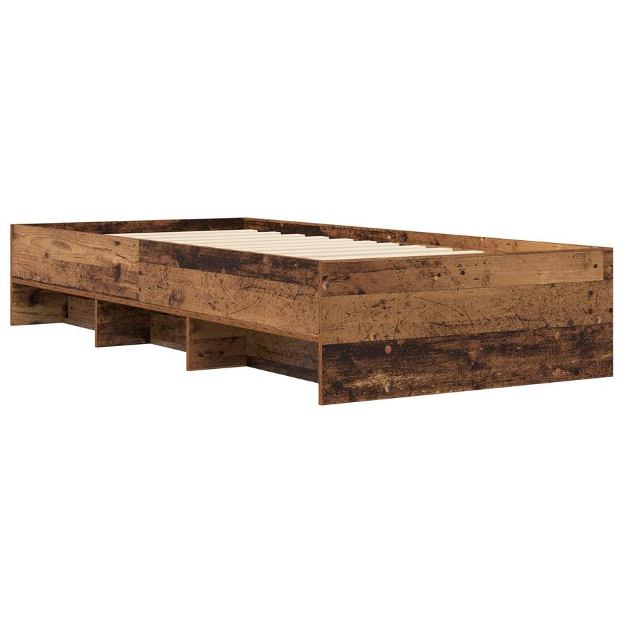 Bedframe met plank met opslag Oud hout 80 x 200 cm Bewerkt hout