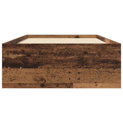 Bedframe met plank met opslag Oud hout 80 x 200 cm Bewerkt hout