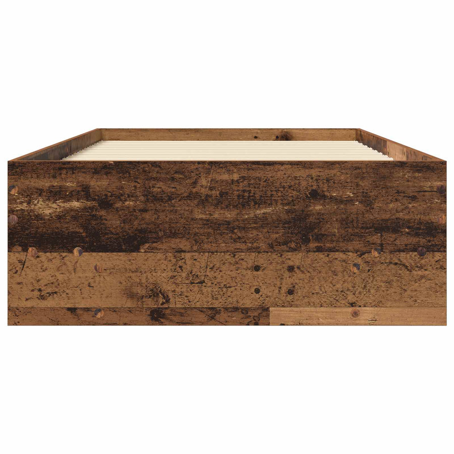 Bedframe met plank met opslag Oud hout 80 x 200 cm Bewerkt hout