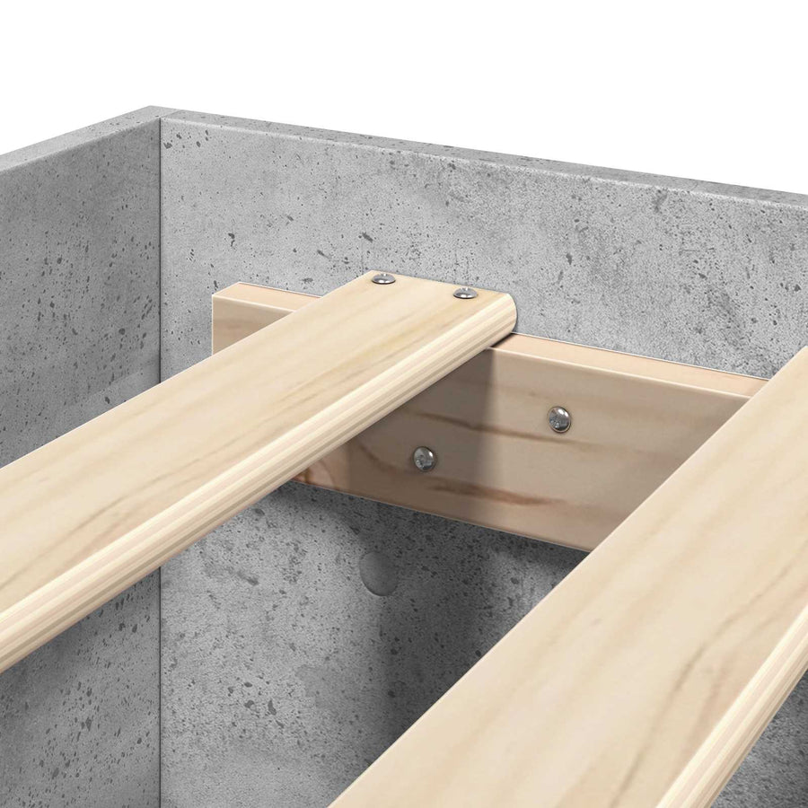 Bedframe met plank Betongrijs 80 x 200 cm Bewerkt hout