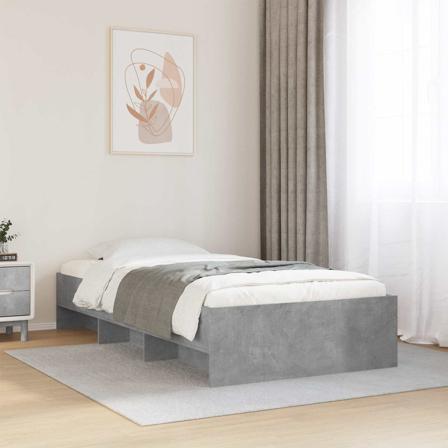 Bedframe met plank Betongrijs 80 x 200 cm Bewerkt hout