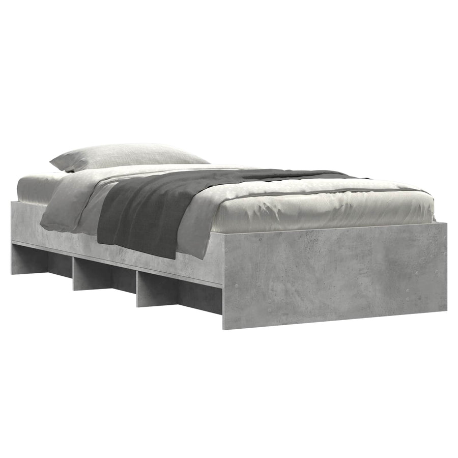 Bedframe met plank Betongrijs 80 x 200 cm Bewerkt hout