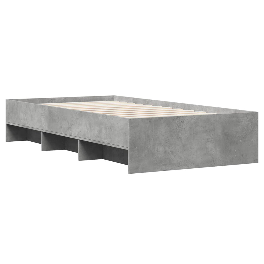 Bedframe met plank Betongrijs 80 x 200 cm Bewerkt hout