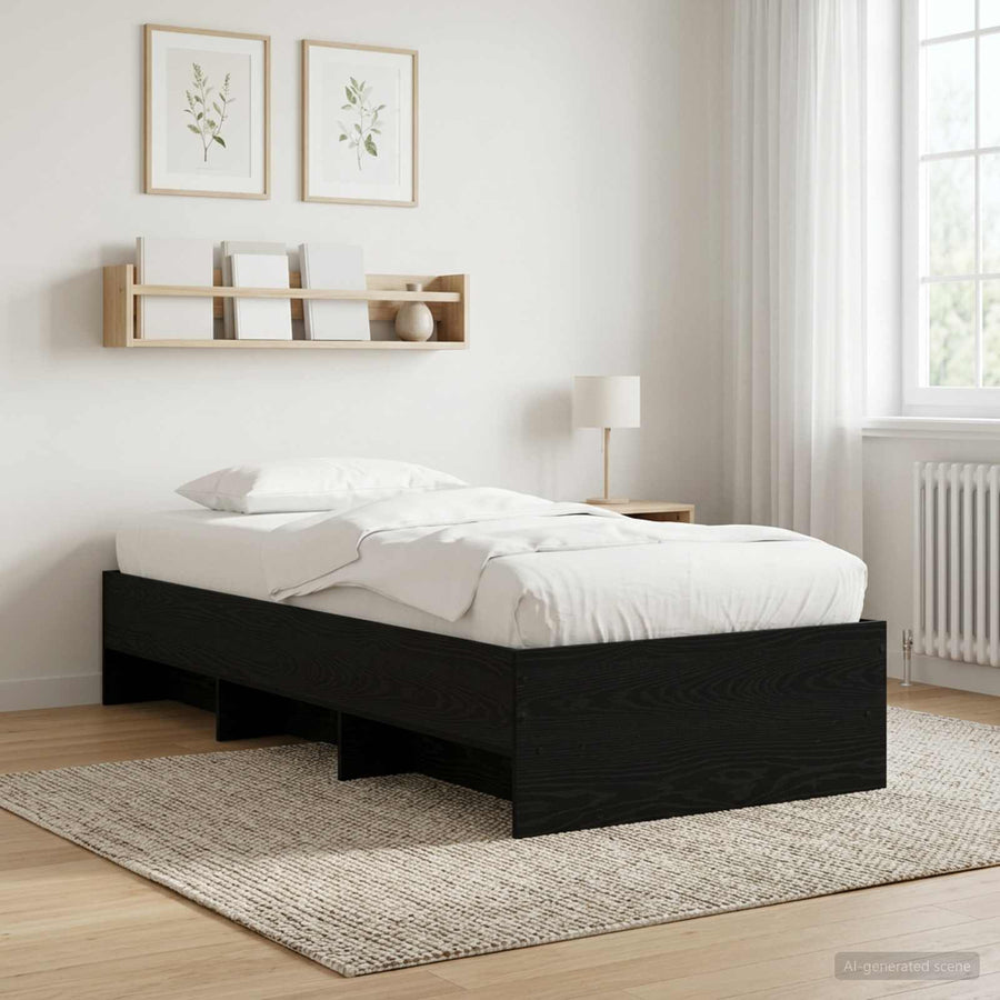 Bedframe met plank Zwart eiken 80 x 200 cm Bewerkt hout