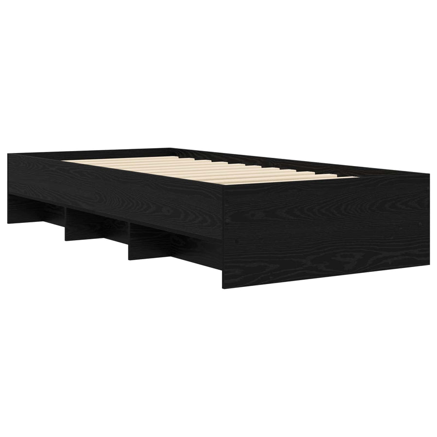Bedframe met plank Zwart eiken 80 x 200 cm Bewerkt hout