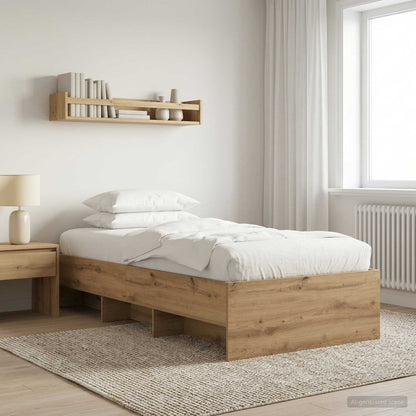 Bedframe met plank Artisanaal eiken 80 x 200 cm Bewerkt hout